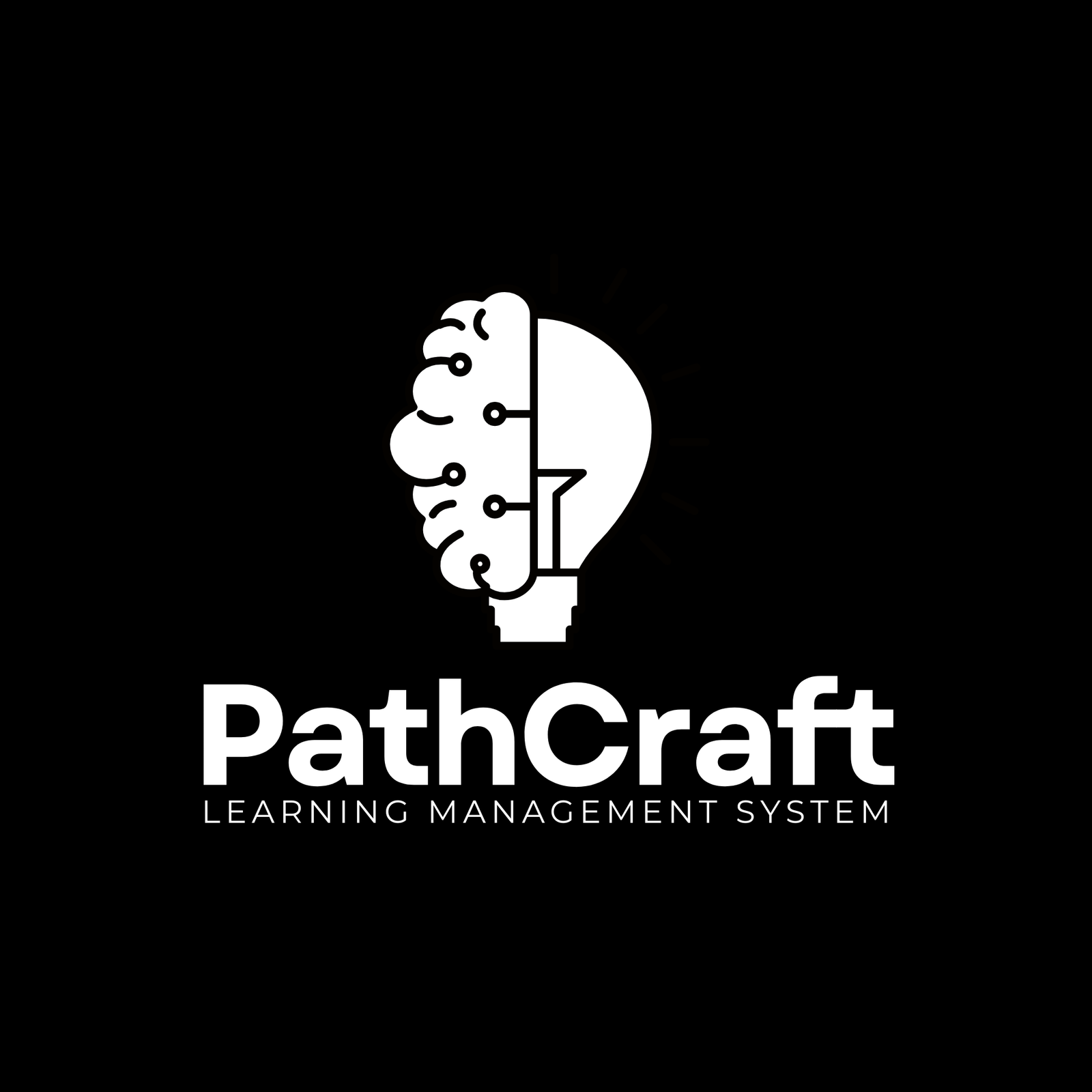 PathCraft LMS logo featuring a brain and light bulb icon with the tagline learning management system